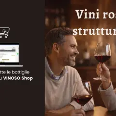 Coppia felice degusta vini rossi strutturati. Acquista bottiglie consigliate su VINOSO Shop.