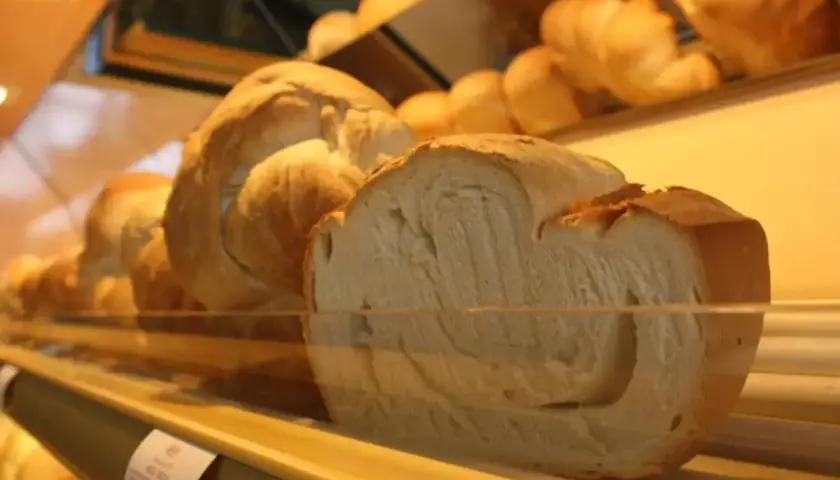 Pane a treccia, un miccone pavia, soffice e dorato, pronto per essere gustato.