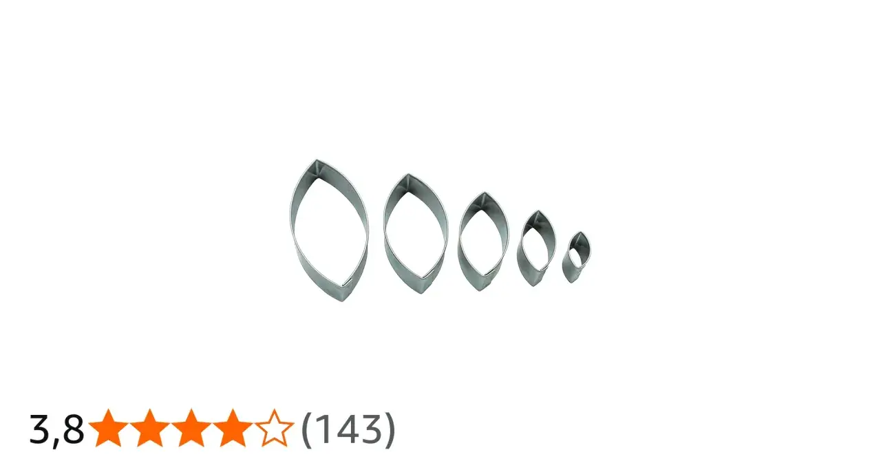 Set di 5 tagliabiscotti ovali in metallo, perfetti per creare biscotti ovali di diverse dimensioni.